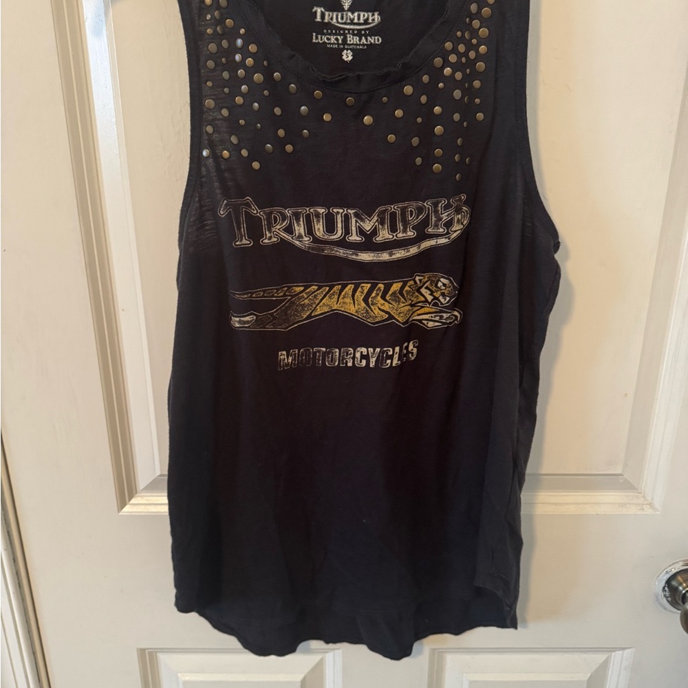 Lucky Brand Black Studded Top Triumph Motorcycle